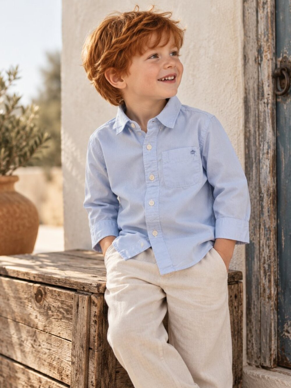 Baby Gap Boys Blue White Pinstripe Button Down Dress Shirt 3T Preppy